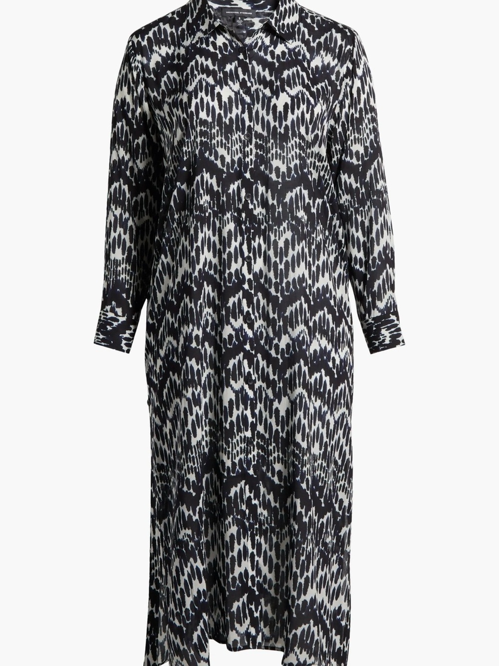 Universal Standard Nailah Long Button-Down Tunic - Indigo Waterfall Print